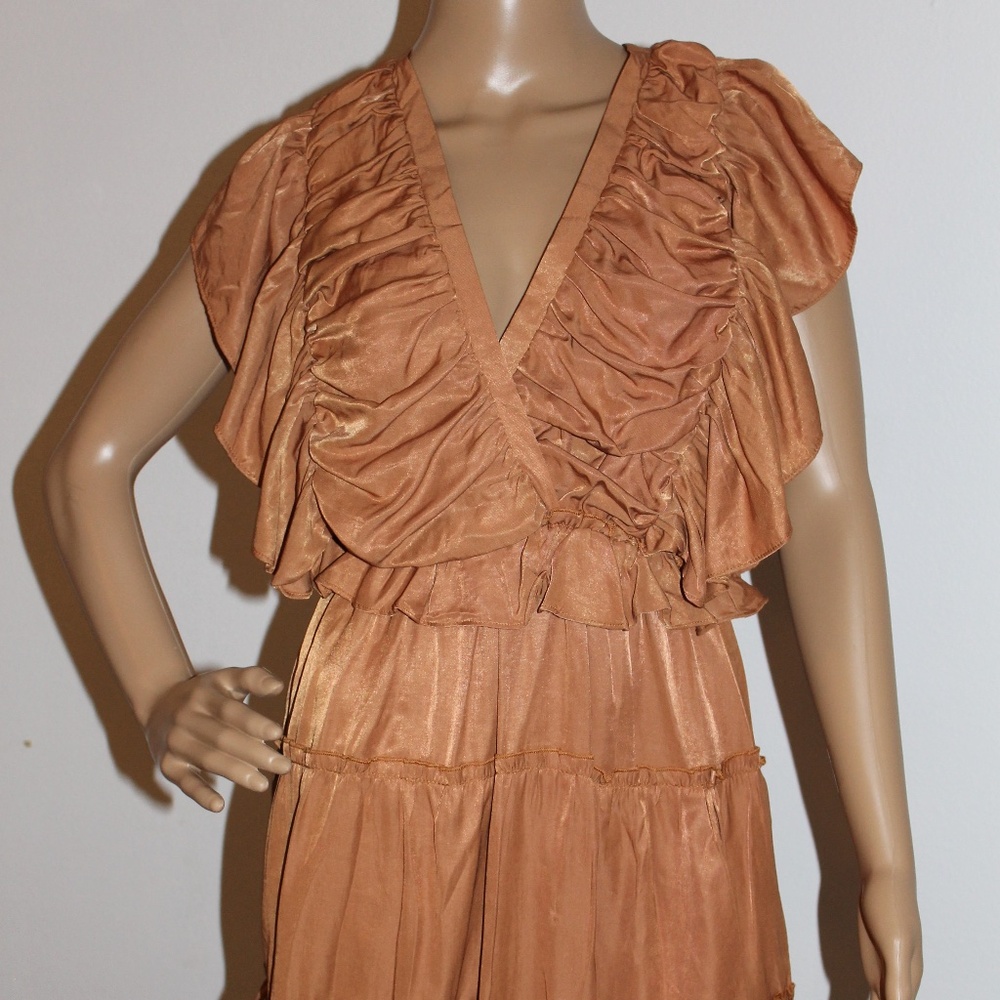 Flutter Me Up Dress, Glam Ruffle Mini in Rust Color, Size Small, NWT